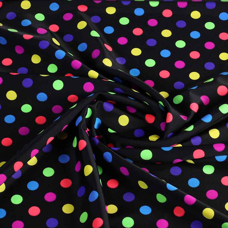 Tissu stretch 4 directions clown multicolore à pois