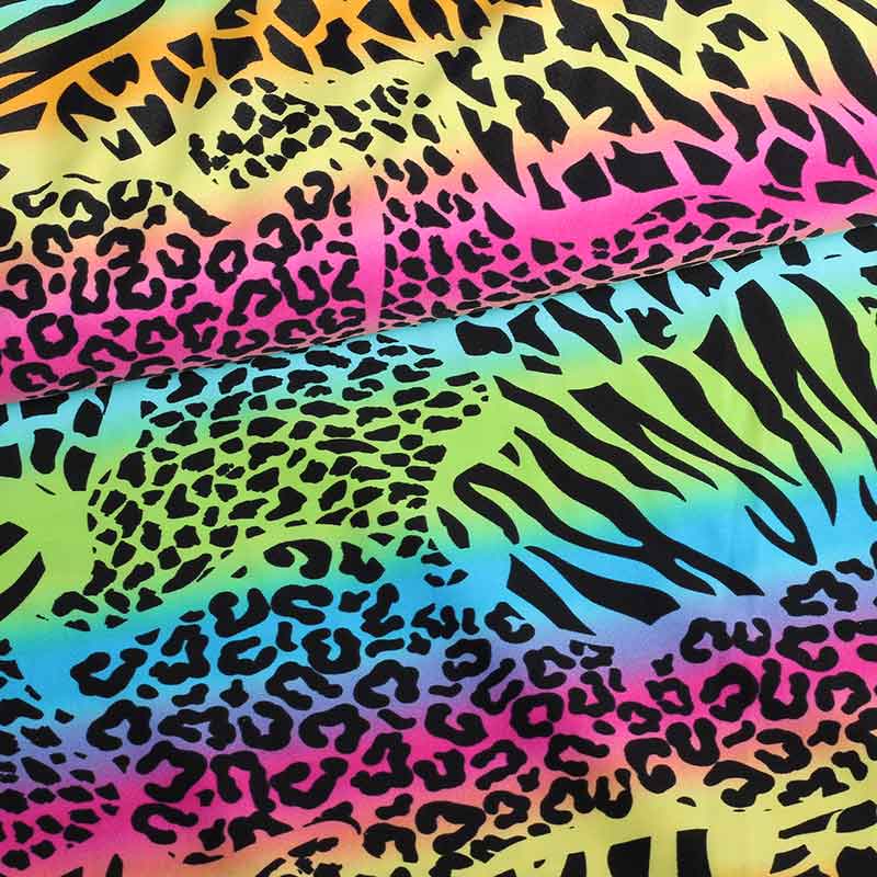 Tissu stretch 4 directions léopard multicolor