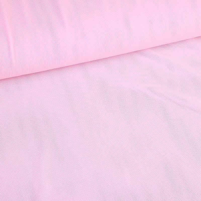 Tissu mesh stretch rose bébé