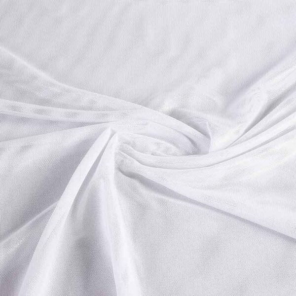Tissu mesh stretch foil blanc