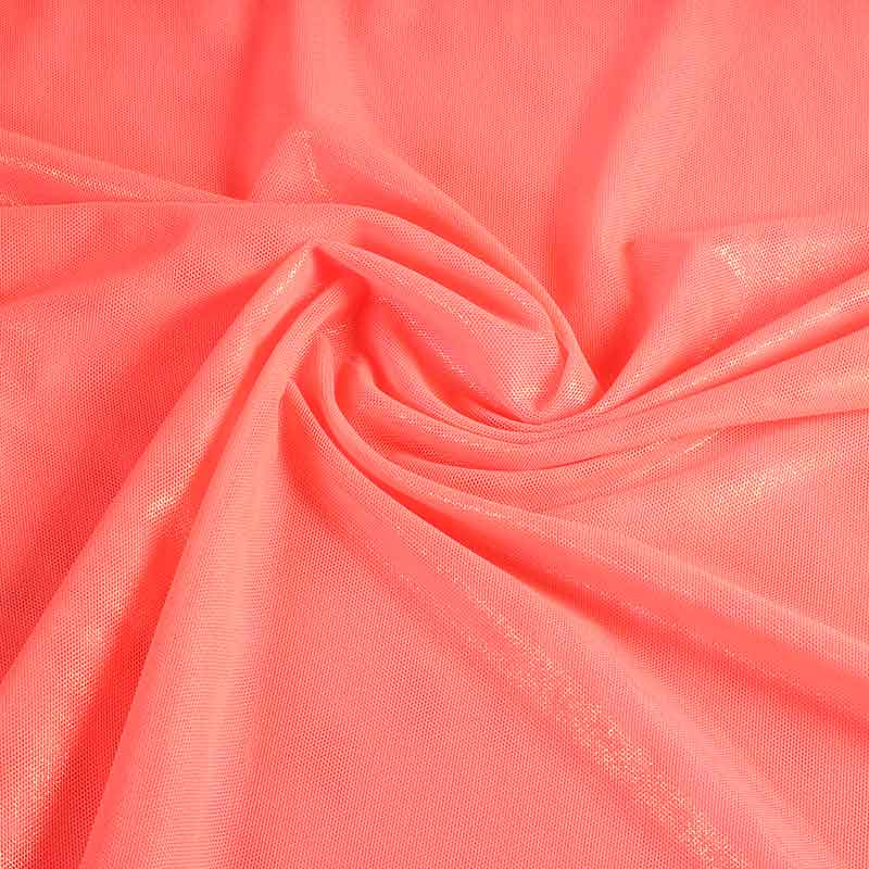 Tissu mesh foil stretch orange