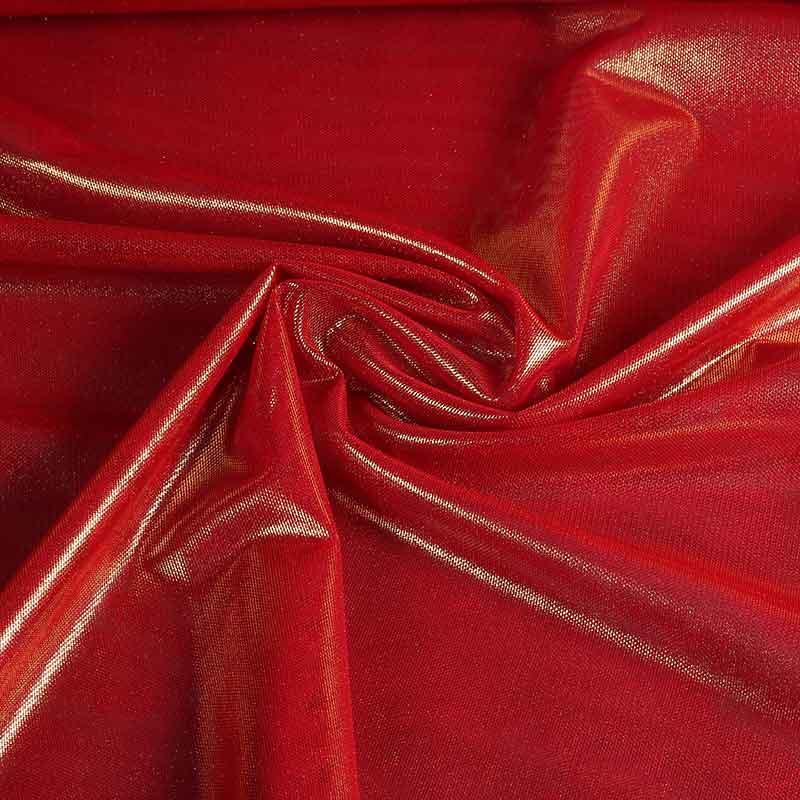 Tissu mesh stretch foil rouge
