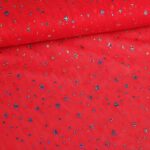 Mesh stof hologram glitter ster rood