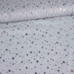 Mesh stof hologram glitter ster lichtgrijs