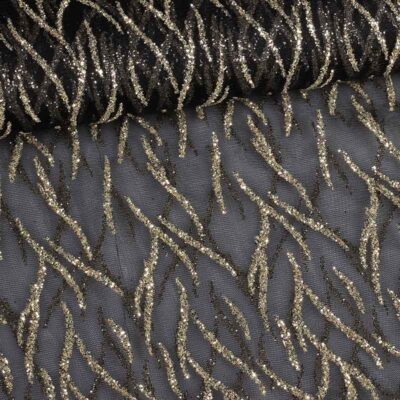 Tissu mesh fantasie paillettes noir