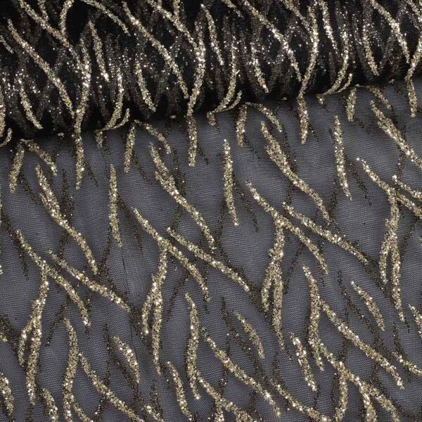 Tissu mesh fantasie paillettes noir