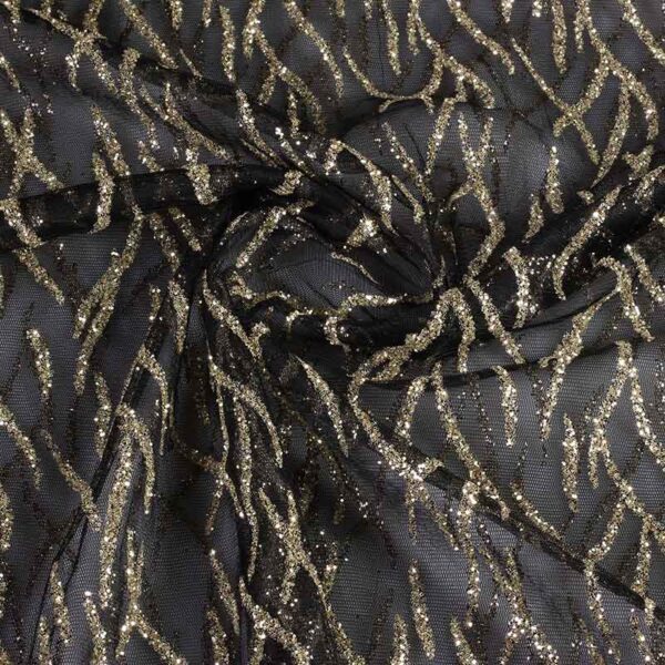 Tissu mesh fantasie paillettes noir