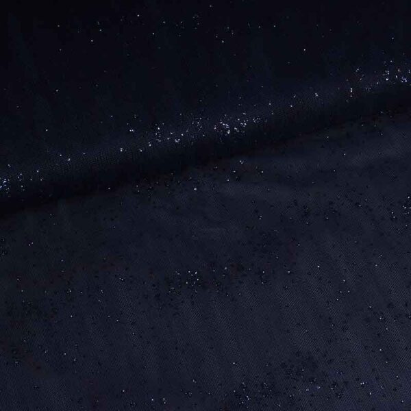 Tissu mesh pois paillettes bleu foncé