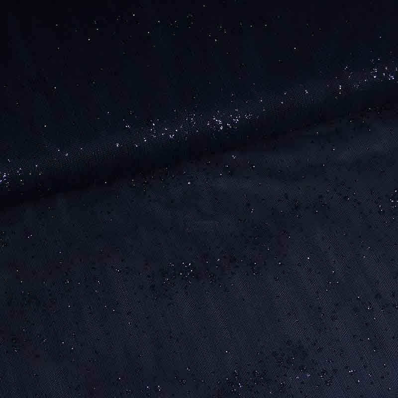 Tissu mesh pois paillettes bleu foncé