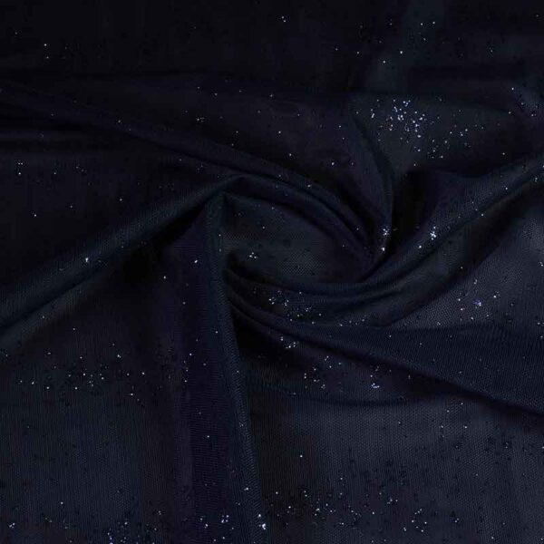 Tissu mesh pois paillettes bleu foncé