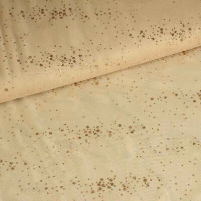 Tissu mesh paillettes pois teinte chair