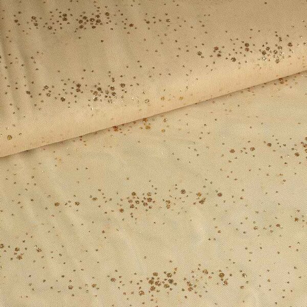Tissu mesh paillettes pois teinte chair