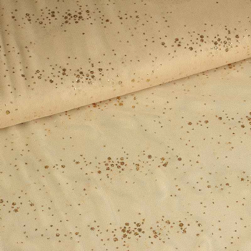 Tissu mesh paillettes pois teinte chair