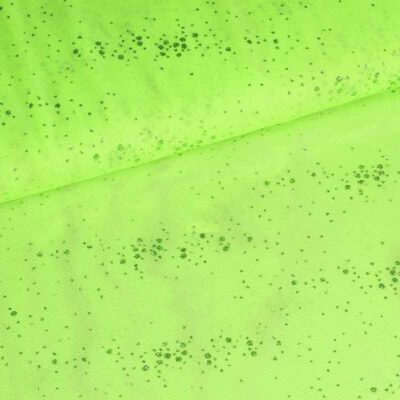 Tissu mesh pois glitter lime