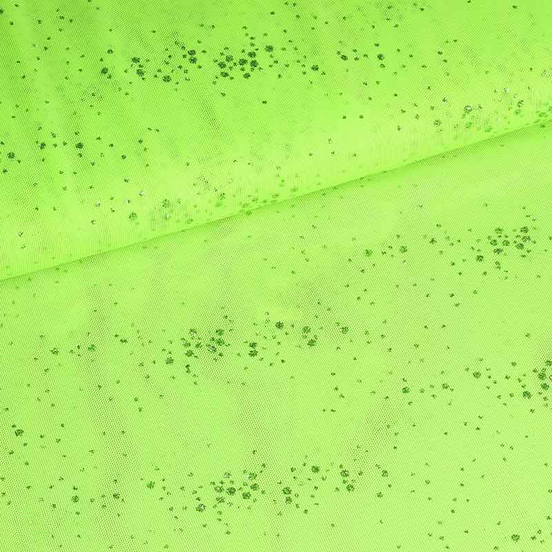 Tissu mesh pois glitter lime