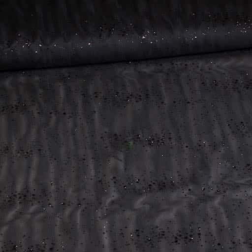 Tissu mesh paillettes point noir