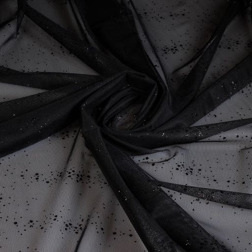 Tissu mesh paillettes point noir