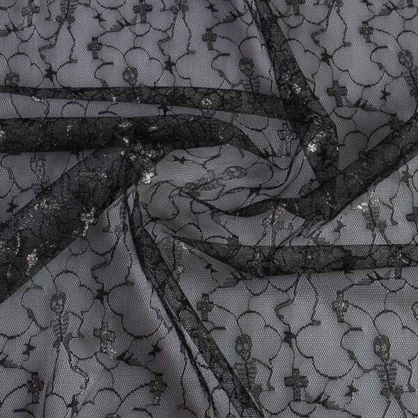 Tissu mesh noir argent