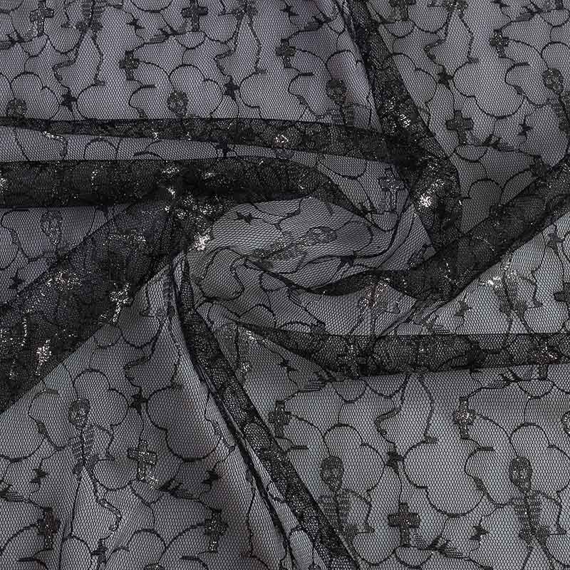 Tissu mesh noir argent