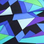 Stretch 4 way stof geometrisch aqua