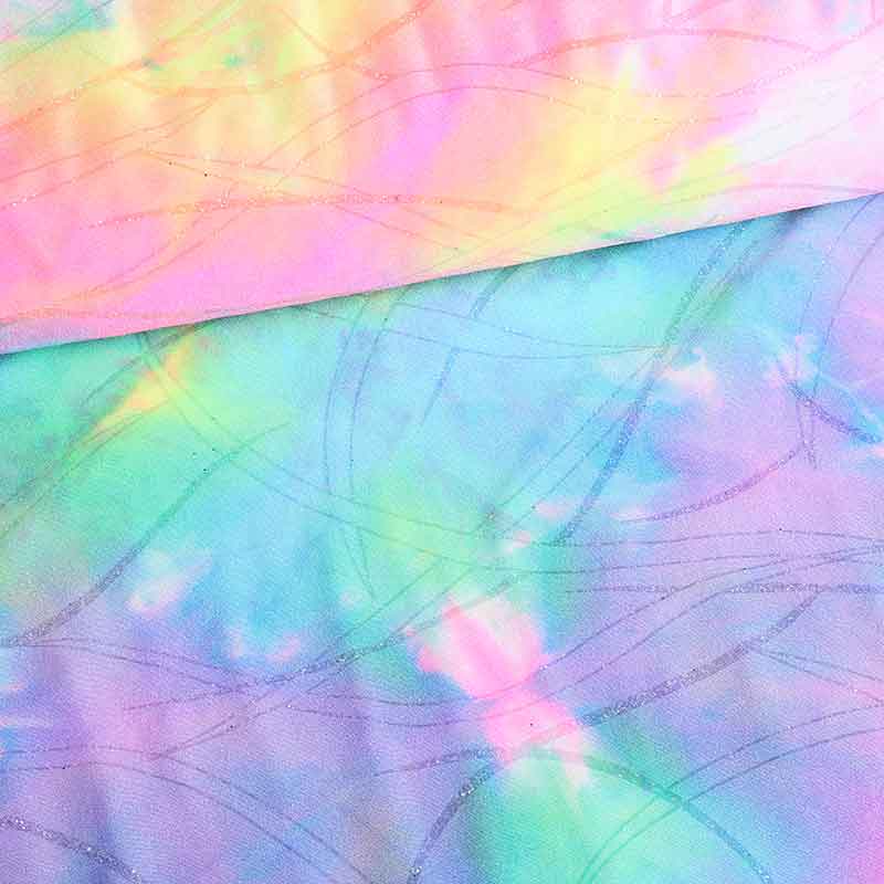 Tissu Stretch 4 sens Tye Dye Glitter multicolor
