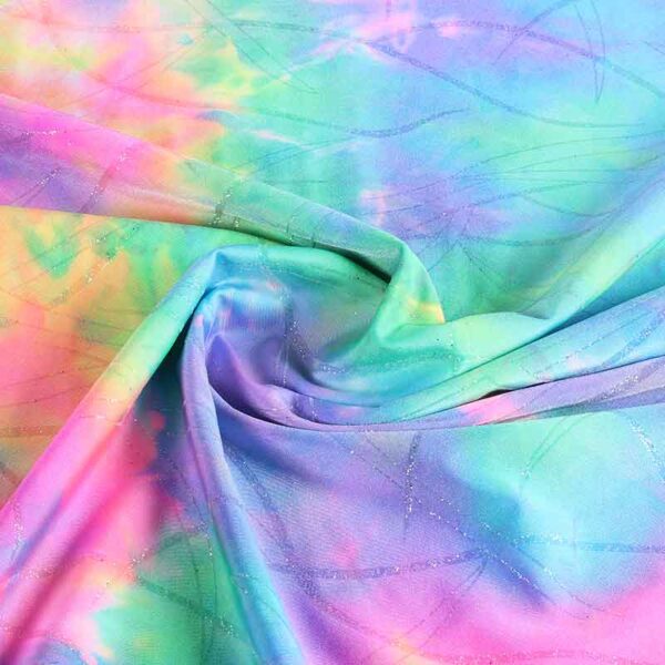 Tissu Stretch 4 sens Tye Dye Glitter multicolor