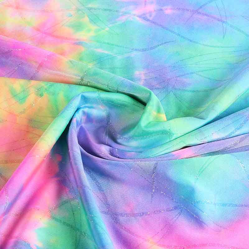 Tissu Stretch 4 sens Tye Dye Glitter multicolor