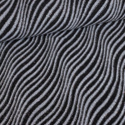 Tissu rayé glitter fantaisie noir argent