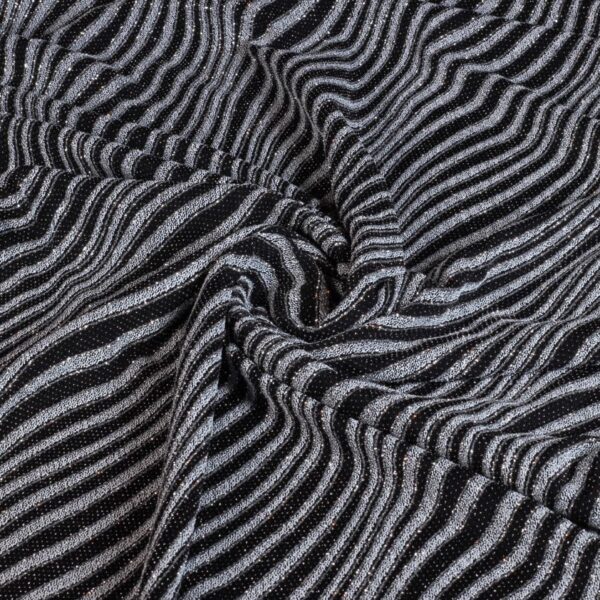 Tissu rayé glitter fantaisie noir argent