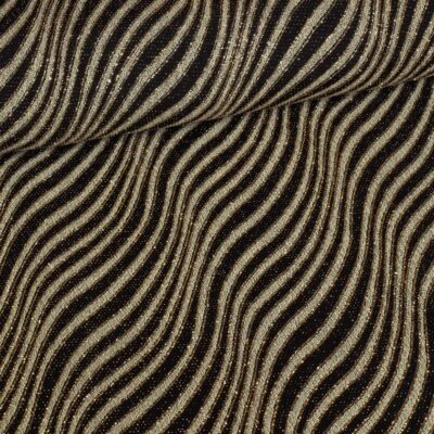 Tissu rayé glitter fantaisie noir or