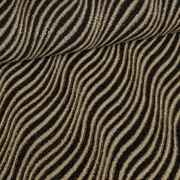 Tissu rayé glitter fantaisie noir or