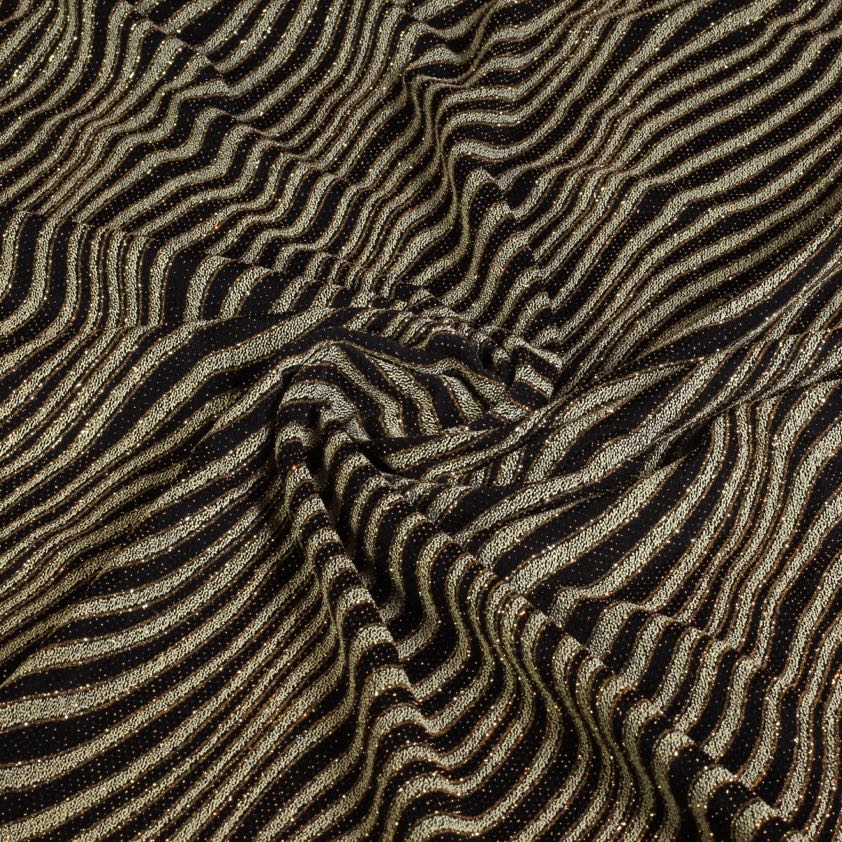 Tissu rayé glitter fantaisie noir or
