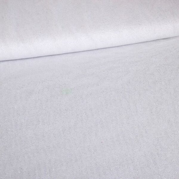 Tissu mesh stretch paillettes blanc