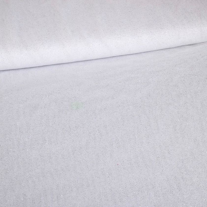 Tissu mesh stretch paillettes blanc