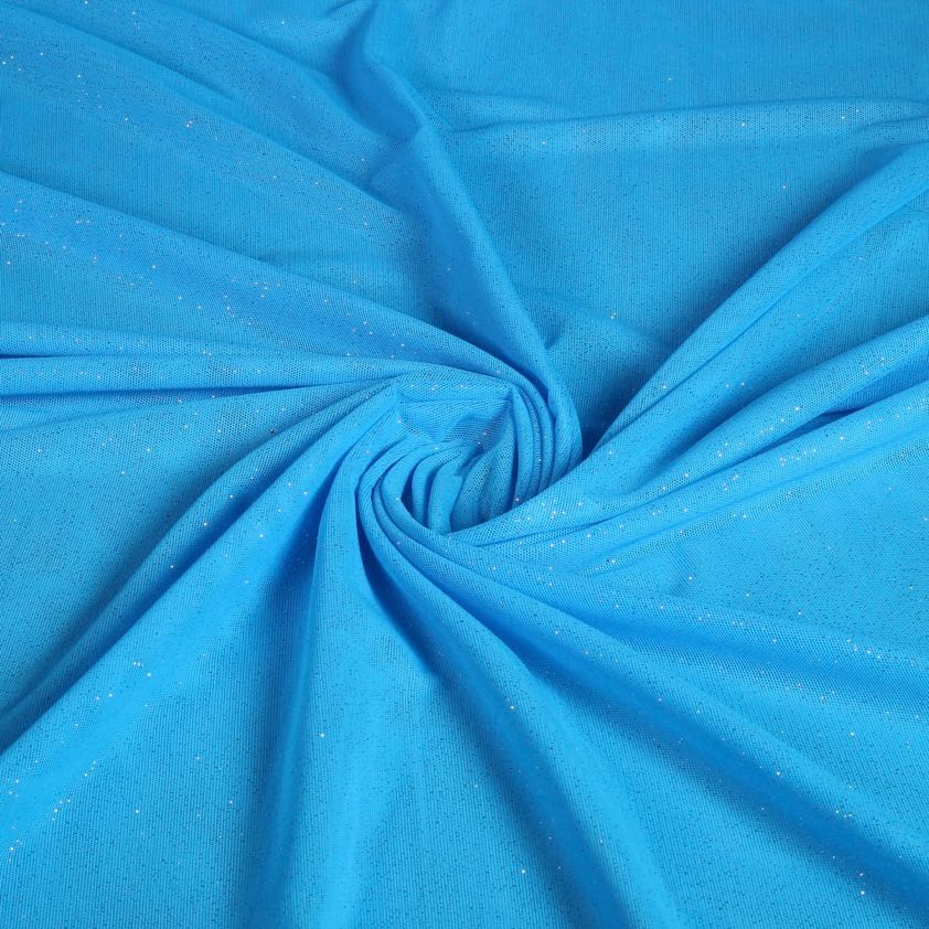 Tissu mesh stretch paillettes turquoise