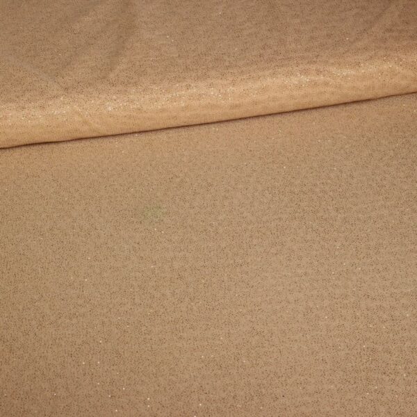 Tissu mesh stretch pailleté beige
