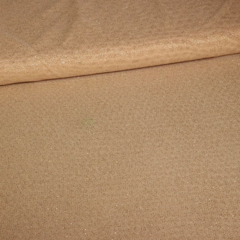 Tissu mesh stretch pailleté beige