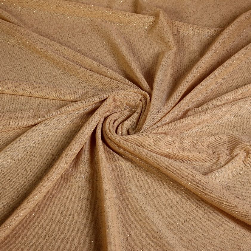 Tissu mesh stretch pailleté beige