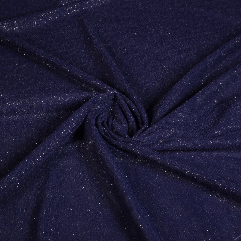 Tissu mesh stretch paillettes bleu foncé