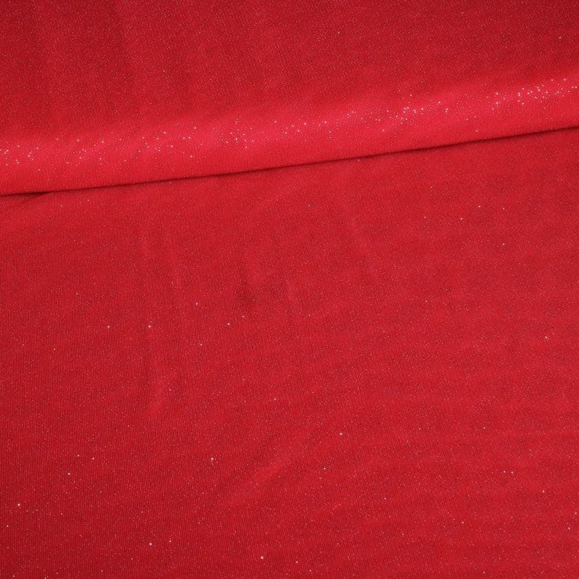 Tissu mesh paillettes rouge