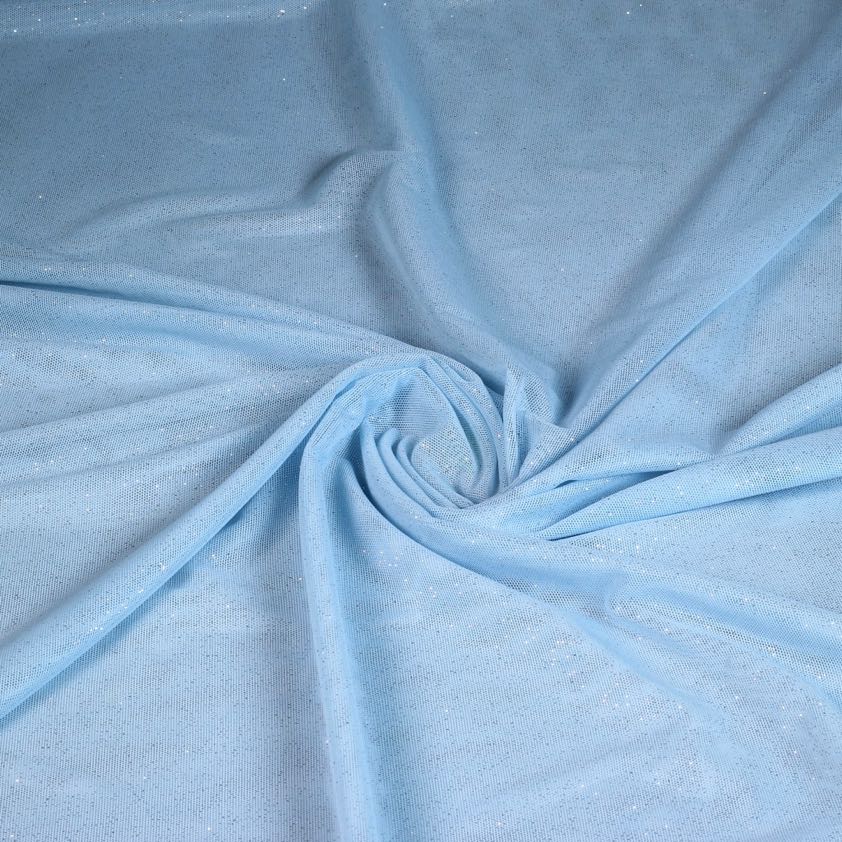 Tissu mesh stretch paillettes bleu bébé