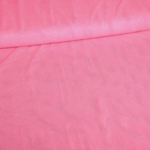 Tissu mesh stretch pailleté rose