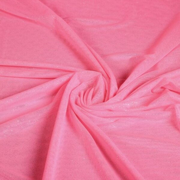 Tissu mesh stretch pailleté rose