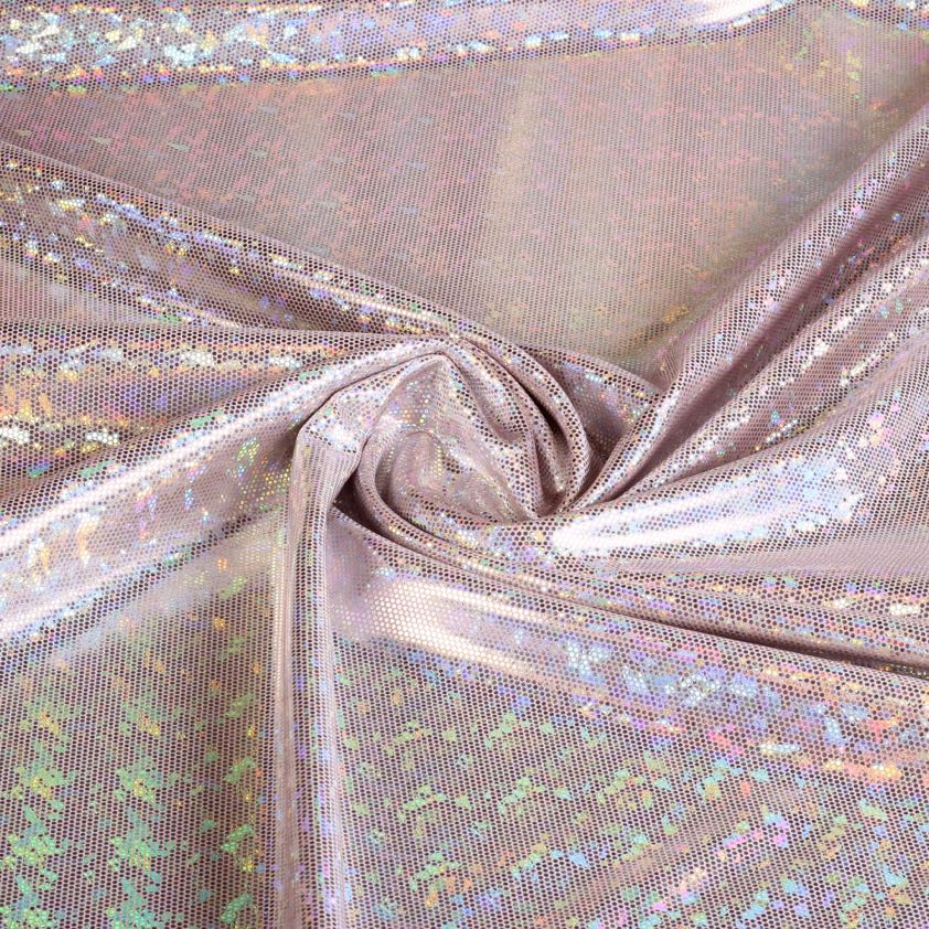 Tissu Mystique Deluxe foil hologram rose poudré