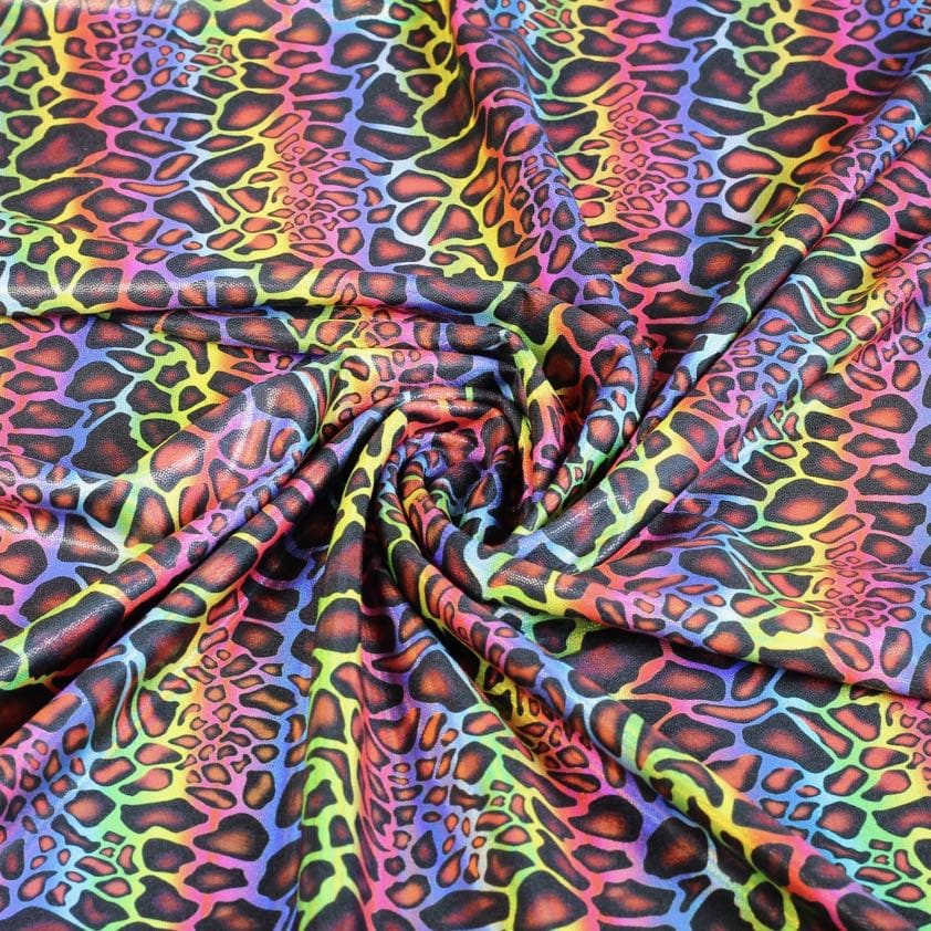 Tissu Foil 4 Way Stretch Léopard Multicolor