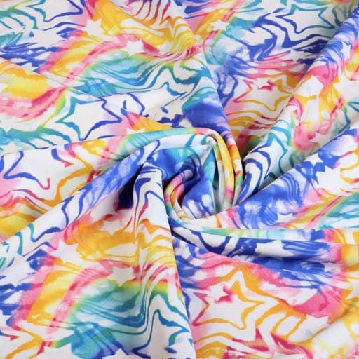 Tissu stretch 4 sens étoile multicolor