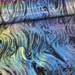 Stretch 4 way stof abstract zwart/zilver