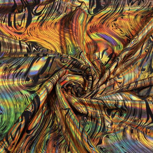 Tissu stretch 4 directions abstract noir/or