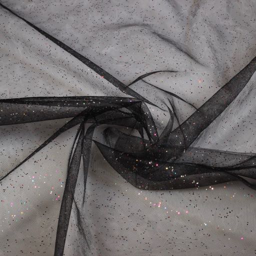 Tissu mesh noir multicolor paillettes