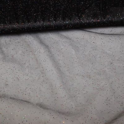 Tissu mesh noir multicolor paillettes